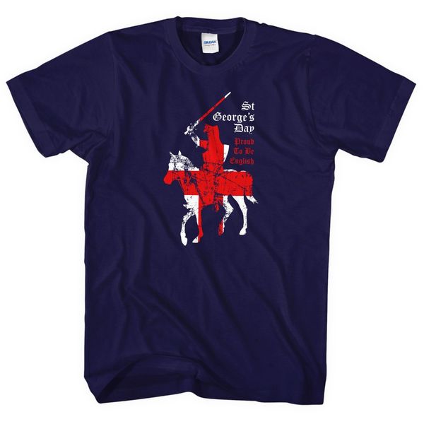 

new 2019 men's casual letter printed st george's day distressed flag proud to be english printed shirts