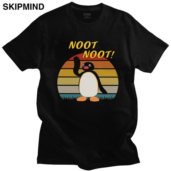 

retro noot noot pingu meme tshirt men anime cotton graphic t-shirt streetwear short sleeves cartoon penguin tee shirt clothing
