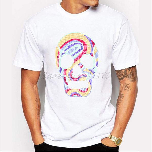 

2019 new fashion psychedelic skull design men's t shirt hipster cool short sleeve tees