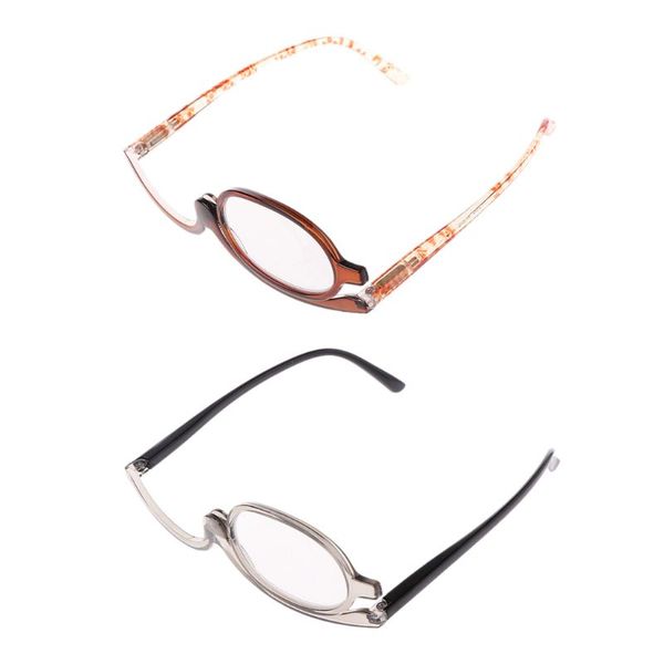 

women makeup magnifying reading glasses rotary flip make up eye glasses +1 +1.5 +2 +2.5 +3 +3.5 +4.0, White;black