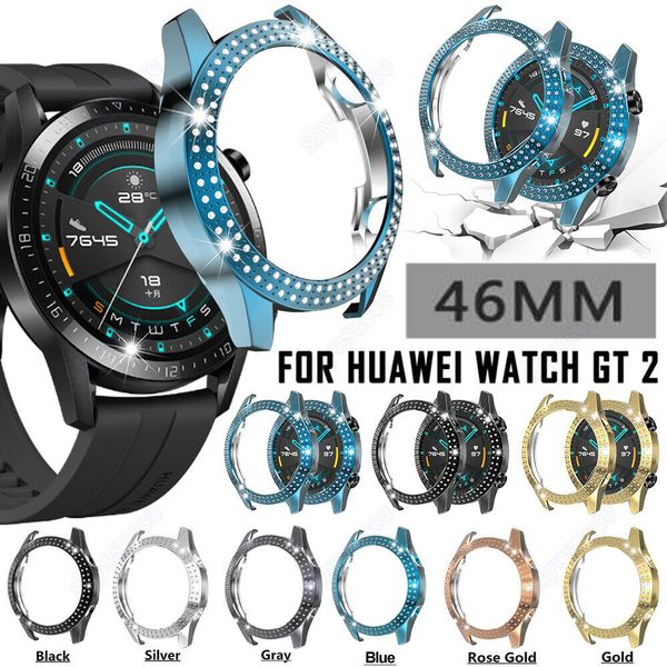 

fashion colorful bling diamond pc watch case bumper cover protector for huawei watch gt 2 46mm smart watch accessories