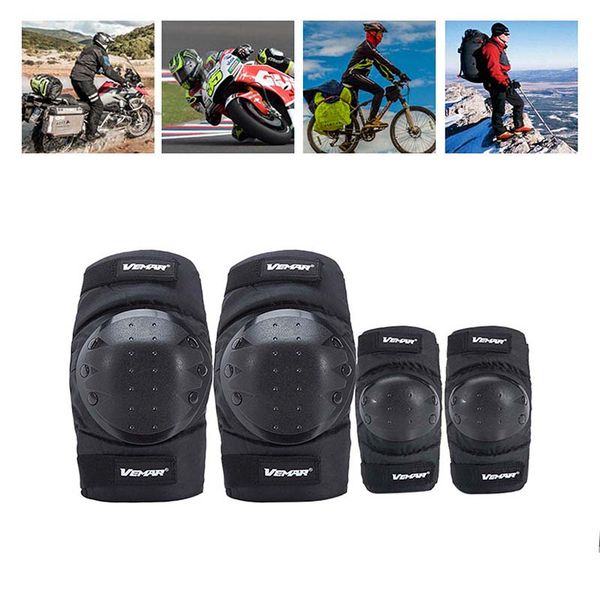 

4pcs/set outdoor elbow knee sleeve pad shockproof adjustable arm leg protective guard protector motorcycle cycling sportswearun, Black;gray