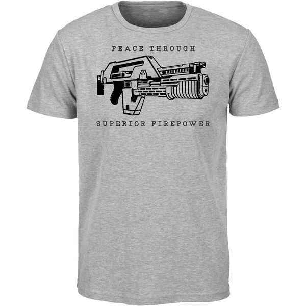 

aliens movie peace through superior firepower m41a pulse rifle t shirt predator