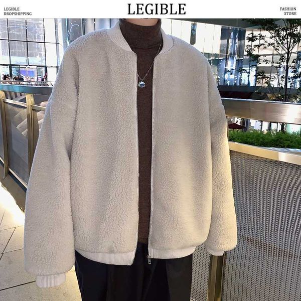 

men's down & parkas legible winter jackets men thick warm fleece parka casual loose oversized outerwear, Black