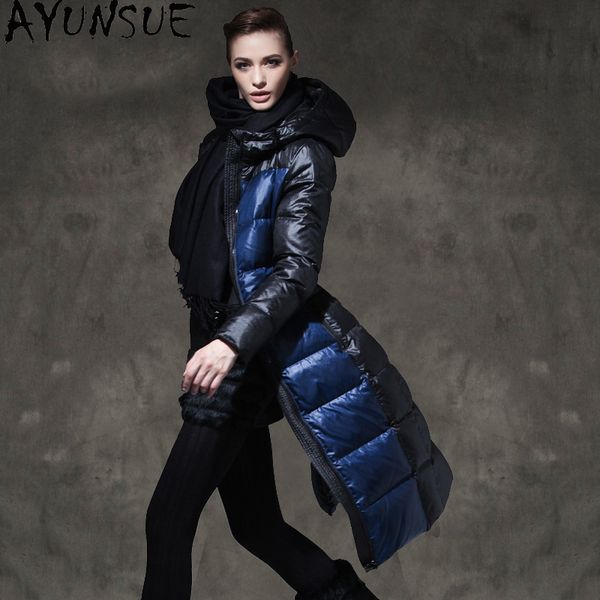 

ayunsue women's winter down jacket woman parkas 2020 fashion thick warm long duck down coat female mujeres abrigos, Black