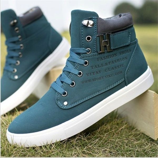 

1pair new brand flat heel men's shoes autumn winter ankle boots male snow boots casual british style men canvas shoes, Black