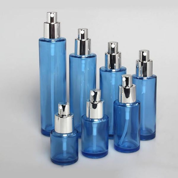 

glass 60ml blue mist spray pump bottle,2oz empty lotion bottle set