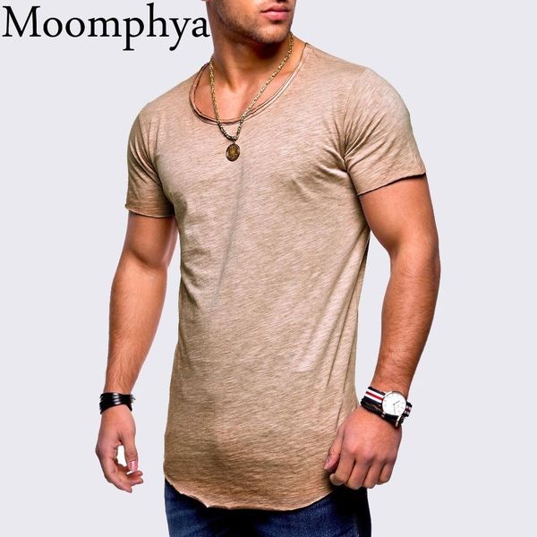 

wholesale Simple solid color cool men t shirt Summer t-shirt men Longline curved hem hip hop tshirt streetwear camisetas hombre