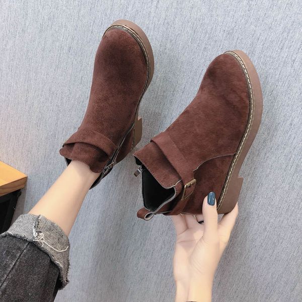 

мед пятки сапоги марка женская обувь сапоги-женщин круглый toe zipper пинетки женская мода 2020 резина осень flat rock короткие плюшевые, Black