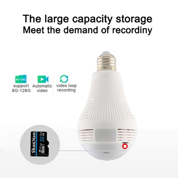

360 degree home security burglar led light 960p wireless panoramic home security wifi cctv fisheye bulb lamp ip camera