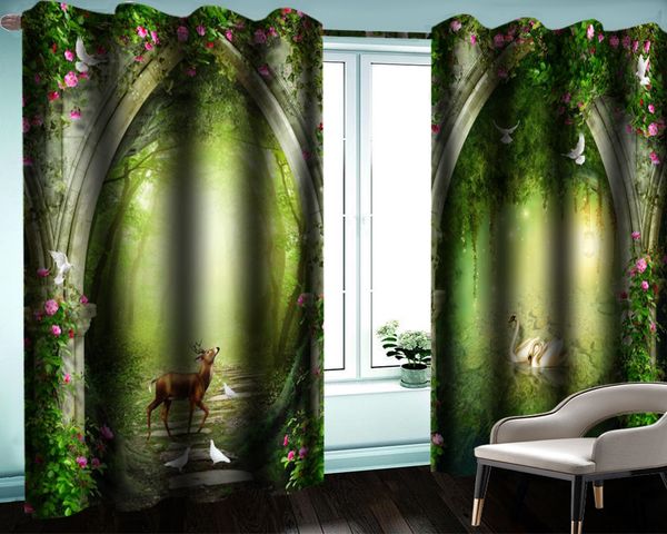 

3d animal curtain modern bedroom window curtain fantasy forest animals in garland arches decorative interior beautiful blackout curtains