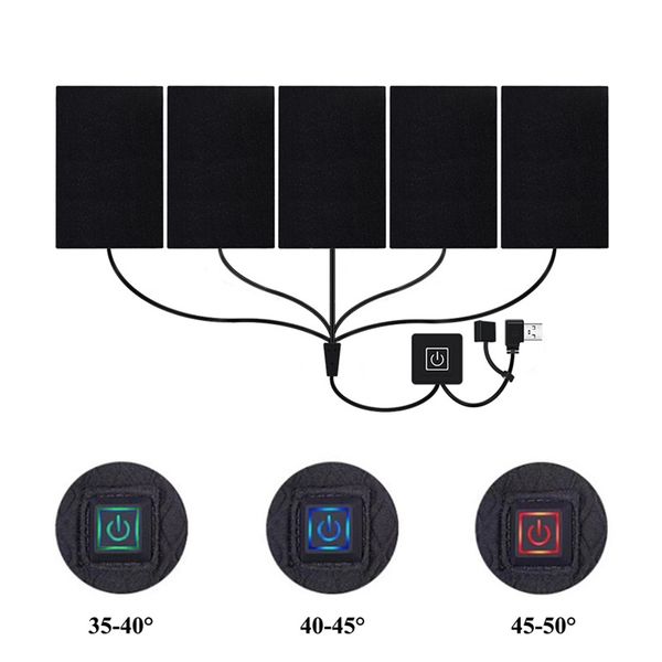 

1 set usb electric heated jacket heating pad outdoor themal warm winter heating vest pads hiking apparels 83, Gray;blue