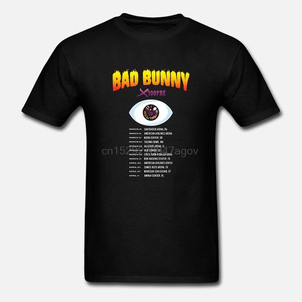 

funny print men t shirt women cool tshirt new bad bunny tour 2020 with dates mens black t-shirt size s-xxl