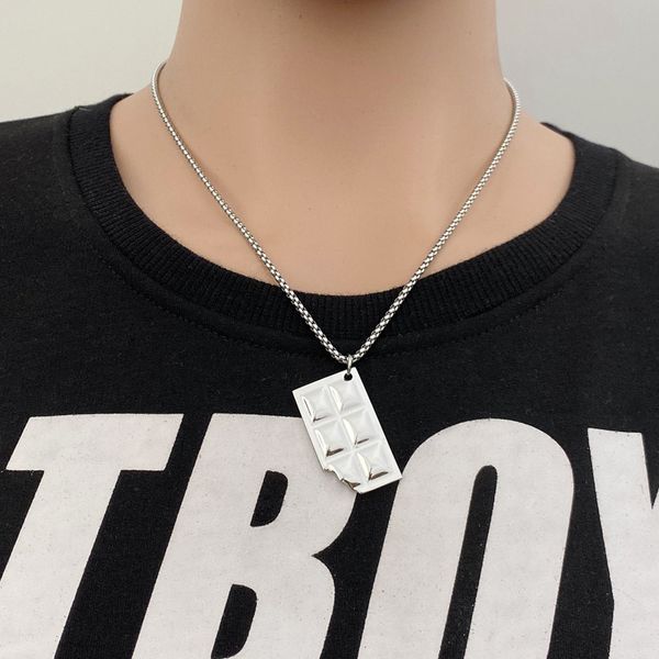 

pendant necklaces fashion titanium steel trend male and female student necklace wild hip-hop jewelry, Silver