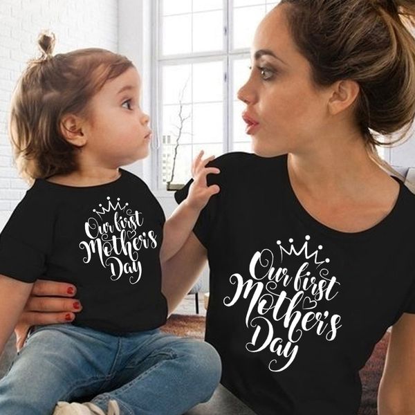 

1pcs our first mother's day mommy and me tshirt mothers day mom and kids boys girls family matching t shirt clothes outfit, Blue