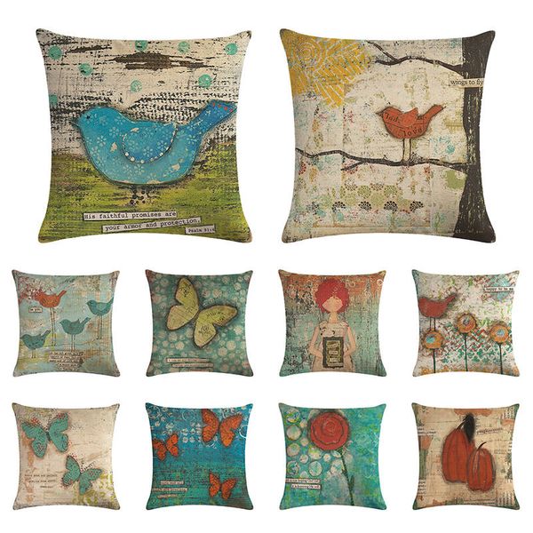 

nordic style throw pillow cushion cover butterfly bird girl lumbar pillowcase case decoration for sofa office chair cojines 1482