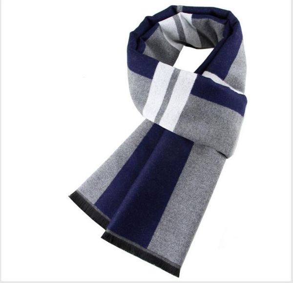 

scarves 2021 men's scarf autumn and winter korean version of the wild simple young imitation cashmere bib, Blue;gray