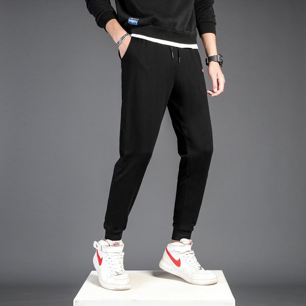 

running pants pure cotton jogging men sweatpants training sport sportswear workout z020, Black;blue