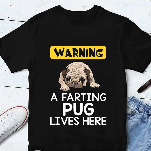 

warning a farting pug lives here shirt slogans customized tee shirt