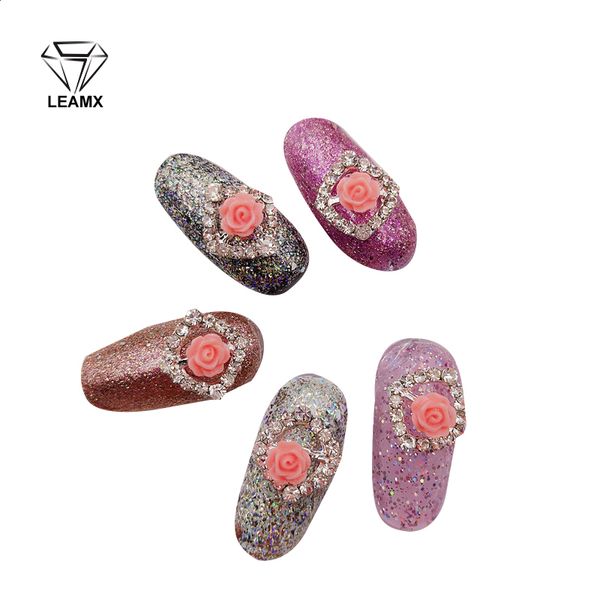 

10 pcs flowers shape 3d nail art diy rhinestone alloy decoration gems charm craft for nails salon supplies fingertips jewelry, Silver;gold