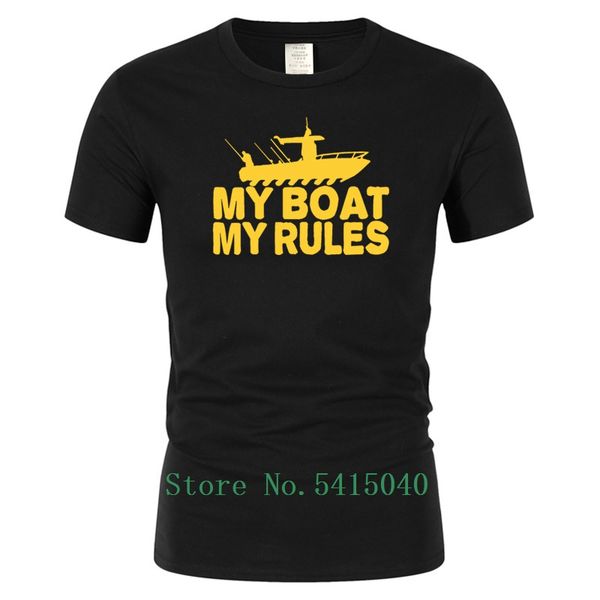 

my boat my rules man's t-shirt fishinger angler bait carp funny gift birthday sleeve t shirt men summer tee