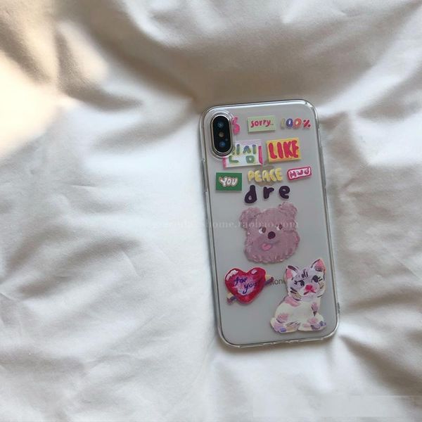 

for huawei korean ins wind graffiti dog phone case for iphone11pro/xsmax/xr/78plus