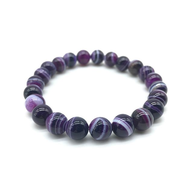 

lucky love natural purple agates onyx bead bracelet buddha yoga beaded stone stretch bracelet for women man friend gift, Black