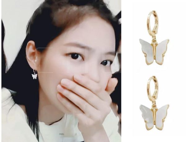 

kpop blackpink jennie same fashion fresh sweet butterfly earrings women korean hanging dangle earring ladies luxury jewelry gift