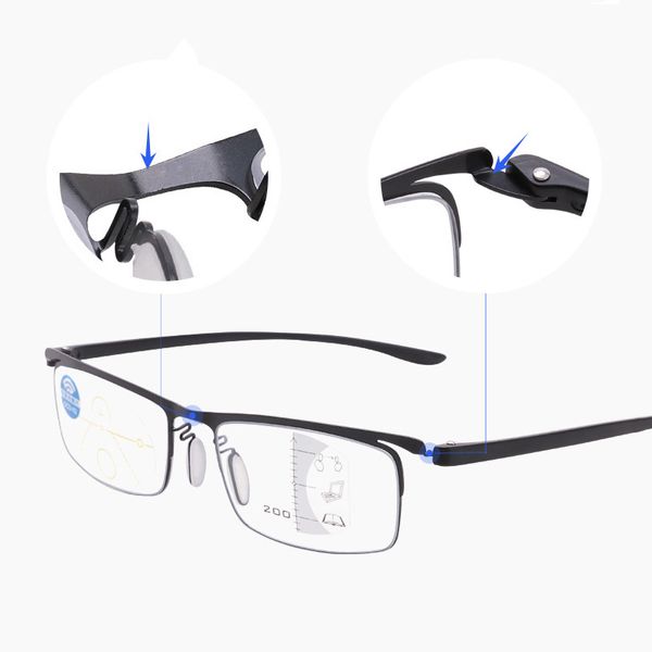 360 Gradi Anello di messa a fuoco Occhiali Da Lettura Anti-luce blu Diottrica Progressiva Multifocale Occhiali Uomo Donna Presbiopia Occhiali Da Vista