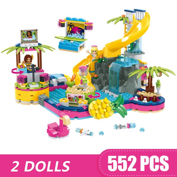 

552pcs small building blocks toys compatible legoed friends andrea's pool party gift for girls boys children diy
