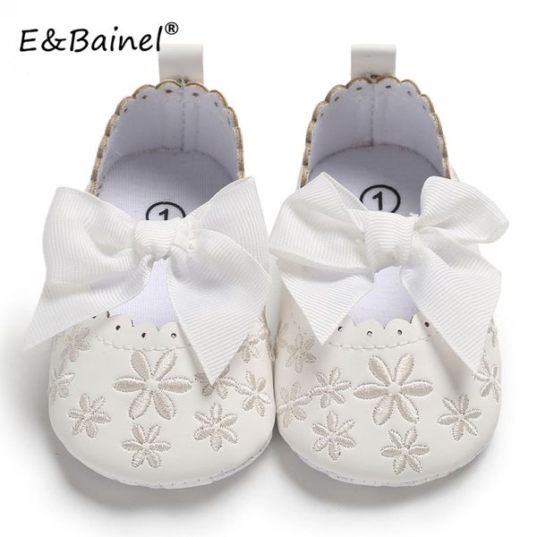 

e&bainel baby girl first walker shoes floral embroidered pu leather prewalker anti-slip princess girls toddler infant baby shoes