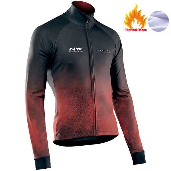 

nw 2020 pro team men cycling jackets winter thermal fleece jersey bicycle cycling warm mtb bike clothing jacket multiple choices, Black;red