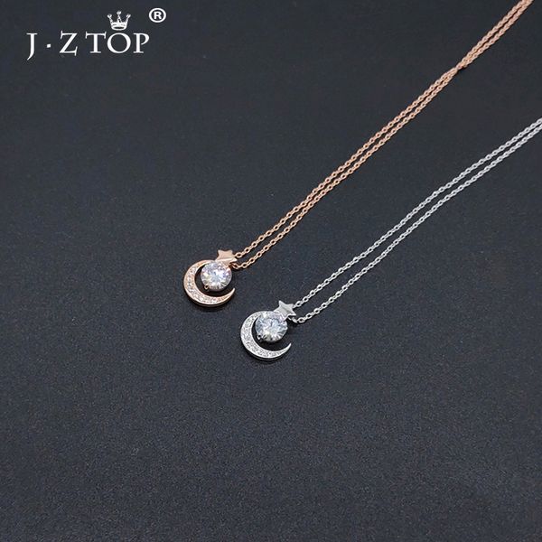 

women star moon pendant necklace gold silver color zircon necklace commemorative day party jewelry accessories female