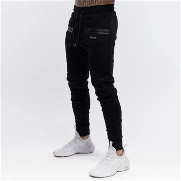 

men's fashion pure cotton casual tie tight-fitting leggings running sports fitness muscle training trousers leggings sweatpants, Black;blue