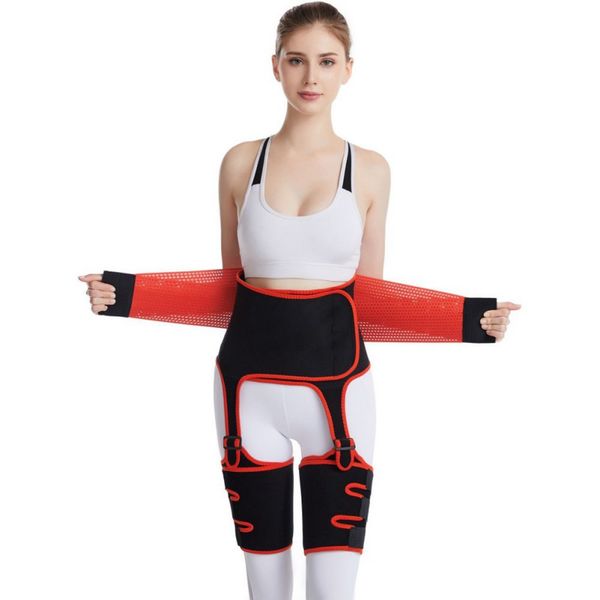 

aolikes women shapewear waist mid-thigh shapers fat burning compress slimming belt leg trimmers muscles band thigh slimmer wrap, Black;gray