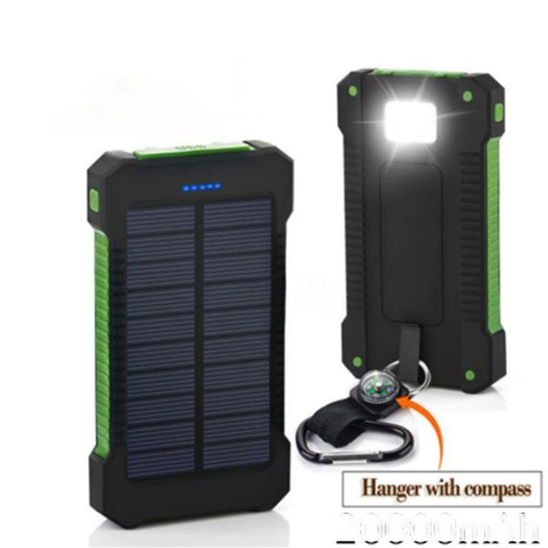 

20000mah solar power bank waterproof solar charger dual usb external charger outdoor mobile portable battery dual usb powerbank