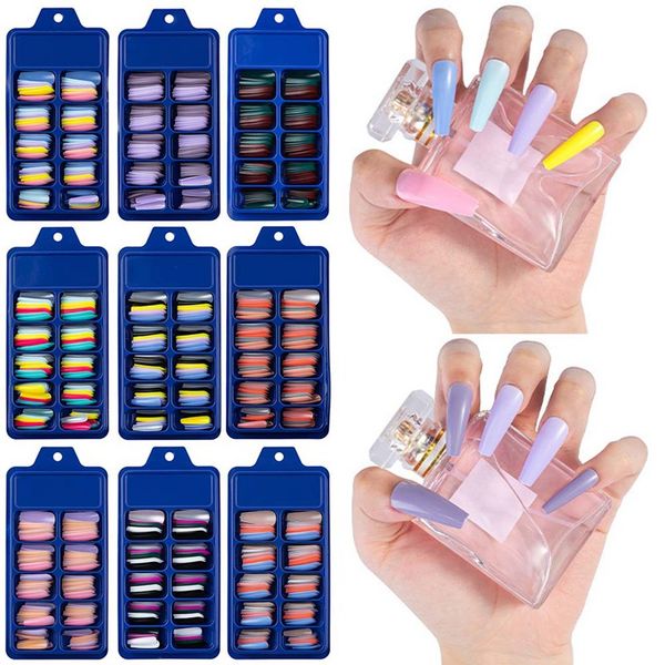 

false nails 100pcs/set full cover matte nail tips art manicure for fake extension, Red;gold