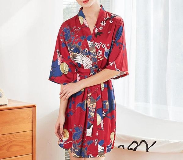 

print underwear women nightdress sleepwear robe belt sling satin99, Black;red