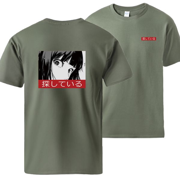 

stare sad japan anime t shirts mens summer loose causal 2020 man loose cotton sportswear outwear t shirts man workout top