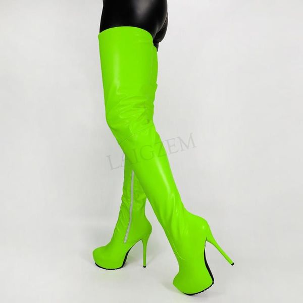 

dobaner women over knee platform boots side zip boots botas frauen stiefel shoes woman crossdresser large size 44 46 50 52, Black