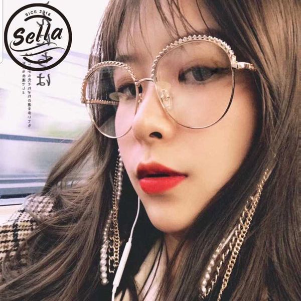 

sella retro trending designer fashion women round sunglasses alloy frame gradient/ clear lens glasses eyewear, White;black