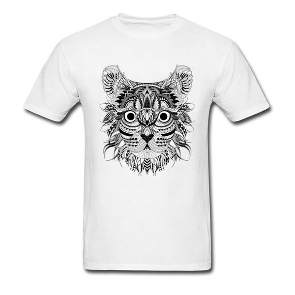 

mystic cat 2018 geometric graphic tee men white t-shirt summer unique chic clothing student style hip hop t shirts