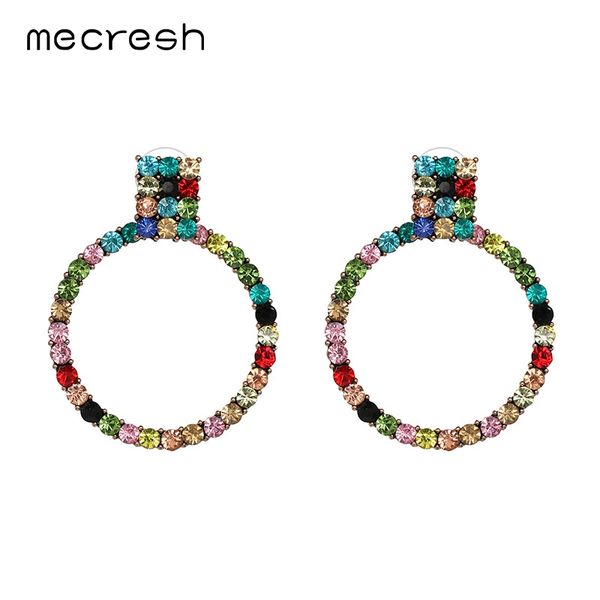 

dangle & chandelier mecresh multicolor geometric crystal earrings for women rhinestone circle round drop prom party jewelry meh1199, Silver