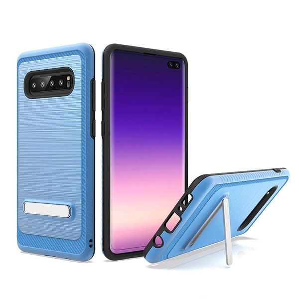 

brushed armor carbon fiber tpu hybrid kickstand case shockproof for samsung galaxy s10 s10 plus s10 lite oppbag 100pcs at least