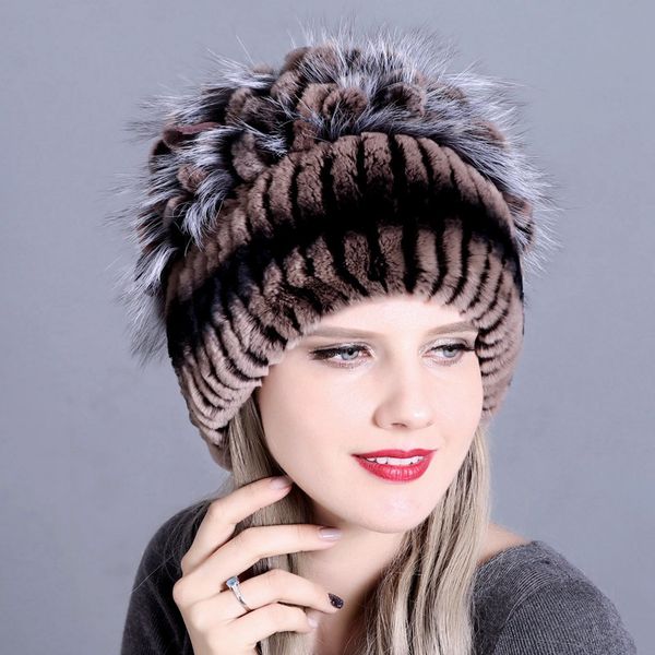 

ht3264 real fur hat thick warm winter hat for women ladies casual beanie women skullies beanies ski earflap cap, Blue;gray