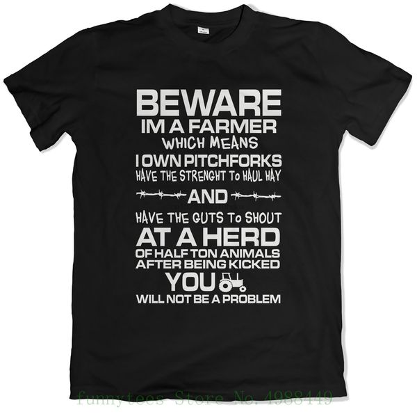 

beware im a farmer - popular young farmers print loose fitted tshirts retro t-shirt pure cotton men