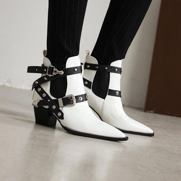 

woman flat boots ankle booties women shoes boots-women winter footwear low short autumn pointy ladies leather 2020 med, Black