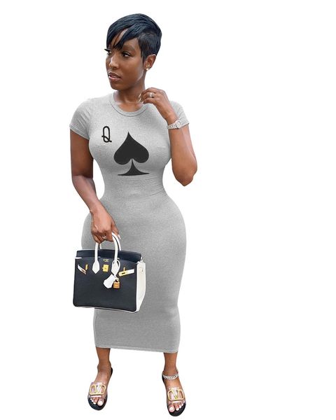 

women dresses fashion poker pattern bodycon dresses casual natural color short sleeve dress women designers clothes, Black;gray