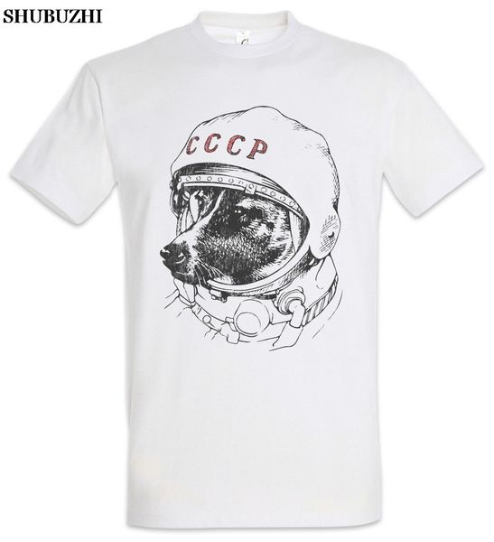 

space dog laika t-shirt russian russia russischer soviet union astronaut men's cotton clothing ringer t shirt