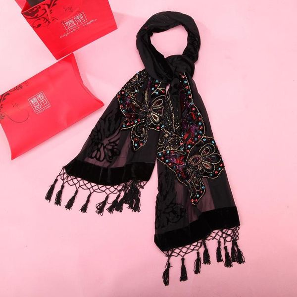 

large size butterfly beads women shawls wrap stole scarves new design cachecol feminino velvet silk soft scarf cape echarpes, Blue;gray